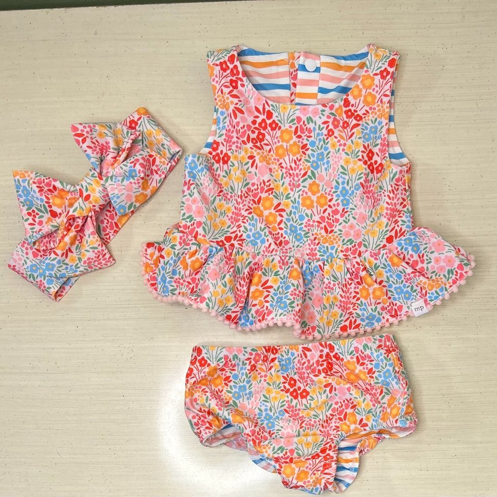 Infant Girls 6-9 Month Mud Pie Swimsuit and Headband